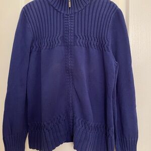 Coldwater Creek zip front Royal Blue Cardigan Sweater XL